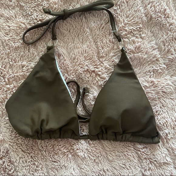 Brown Silver Hoop Bikini Top - Picture 2 of 4